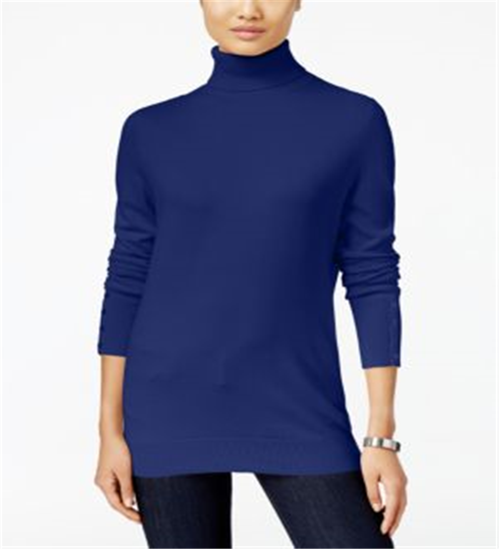 JM Collection Women's Turtleneck Sweater Blue  Size Petite L