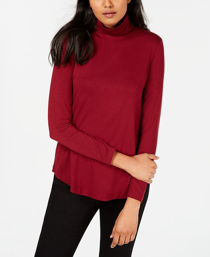 JM Collection Women's Turtleneck Top Red Size Petite Small
