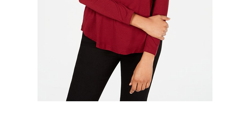 JM Collection Women's Turtleneck Top Red Size Petite Small