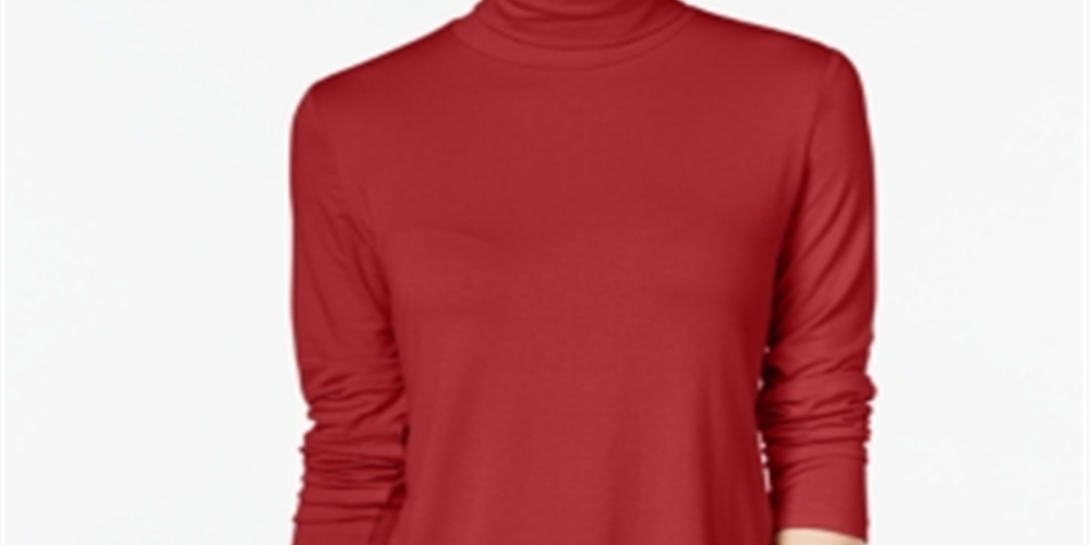 JM Collection Women's Turtleneck Top Red Size Petite Small