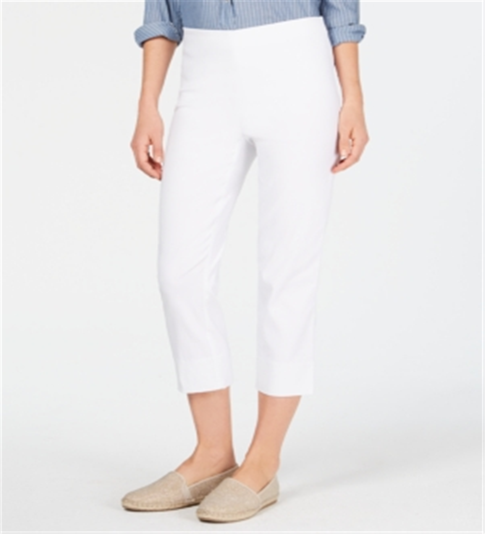 Charter Club Women's Chelsea Pull on Tummy Control Capris Pants White Size 16