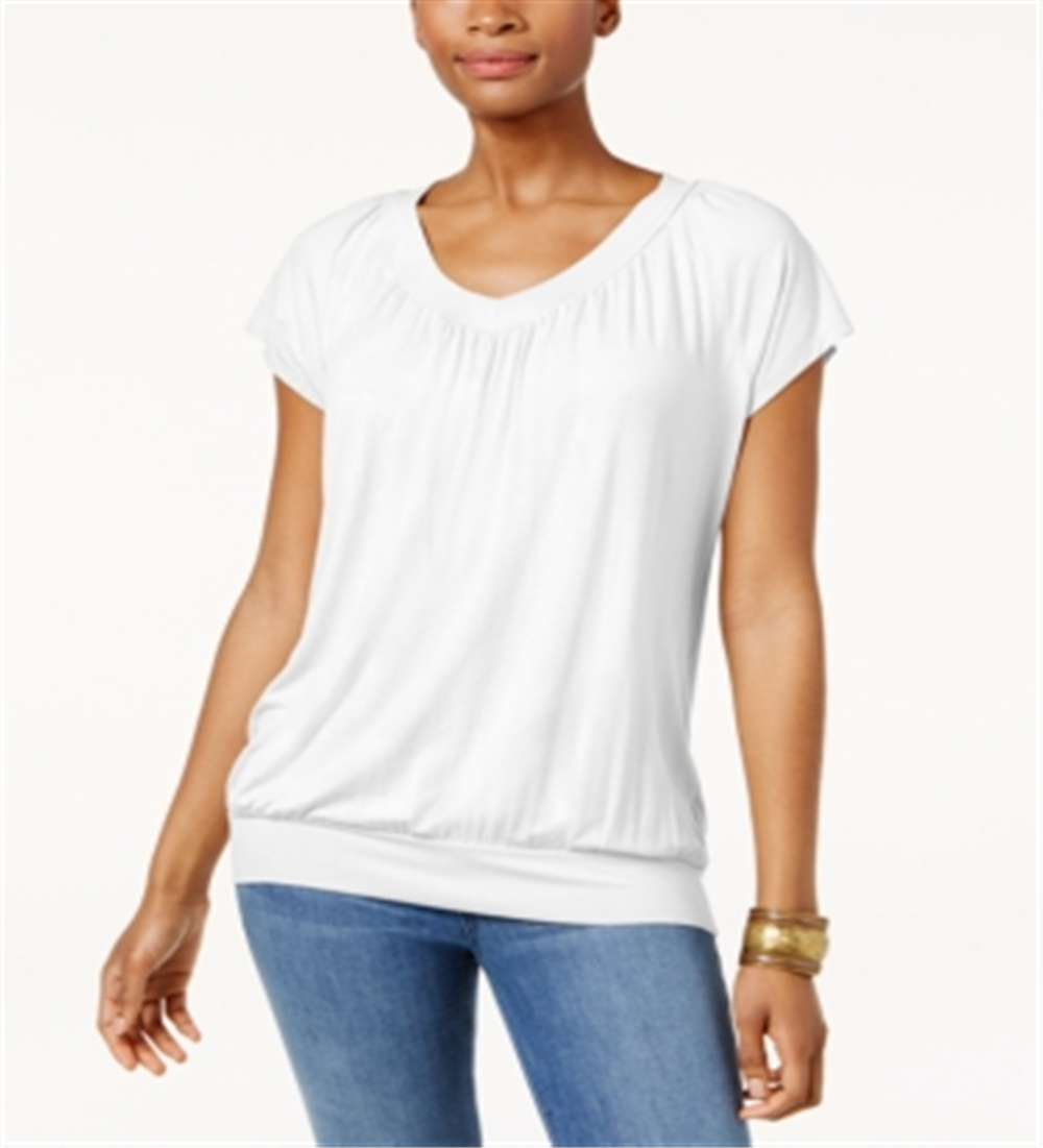 JM Collection Women's Blouson T-Shirt White Size XX-Large