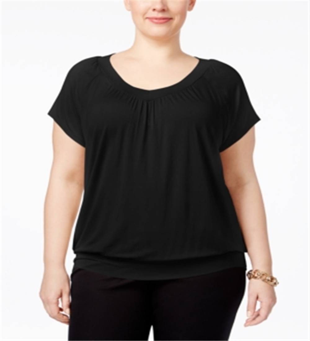 JM Collection Women's Blouson Top Black Size 2X