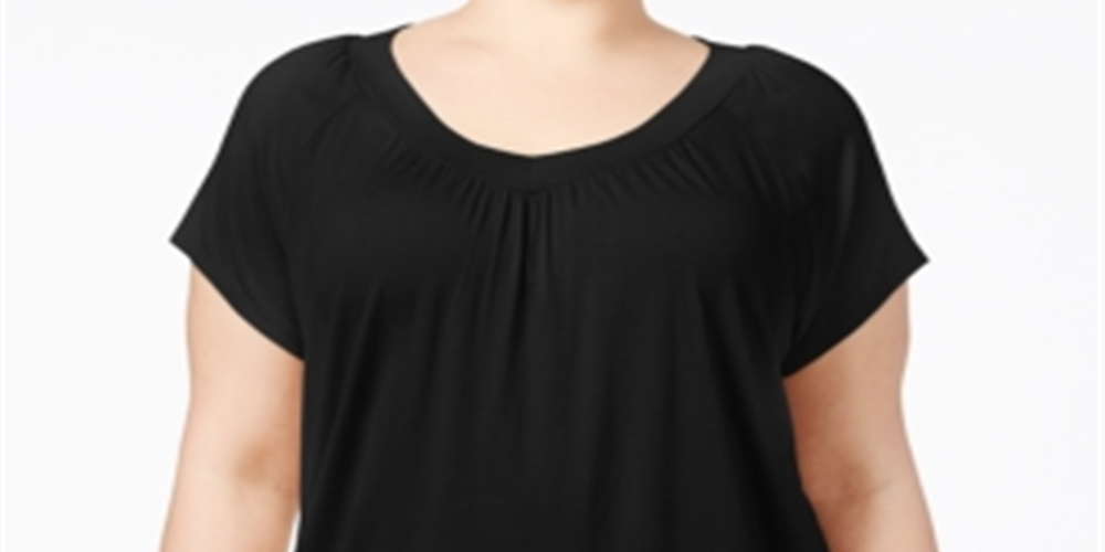 JM Collection Women's Blouson Top Black Size 2X
