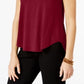 Alfani Women's Satin Trim High Low T-Shirt Red Size Large