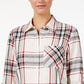 Style & Co Women's Plaid One Pocket Shirt Black Size Small