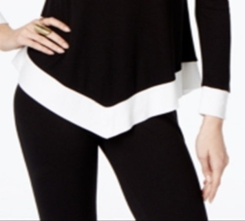 INC International Concepts Women's Long Sleeve Scoop Neck Top Black Size X-Small