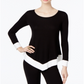 INC International Concepts Women's Long Sleeve Scoop Neck Top Black Size X-Small