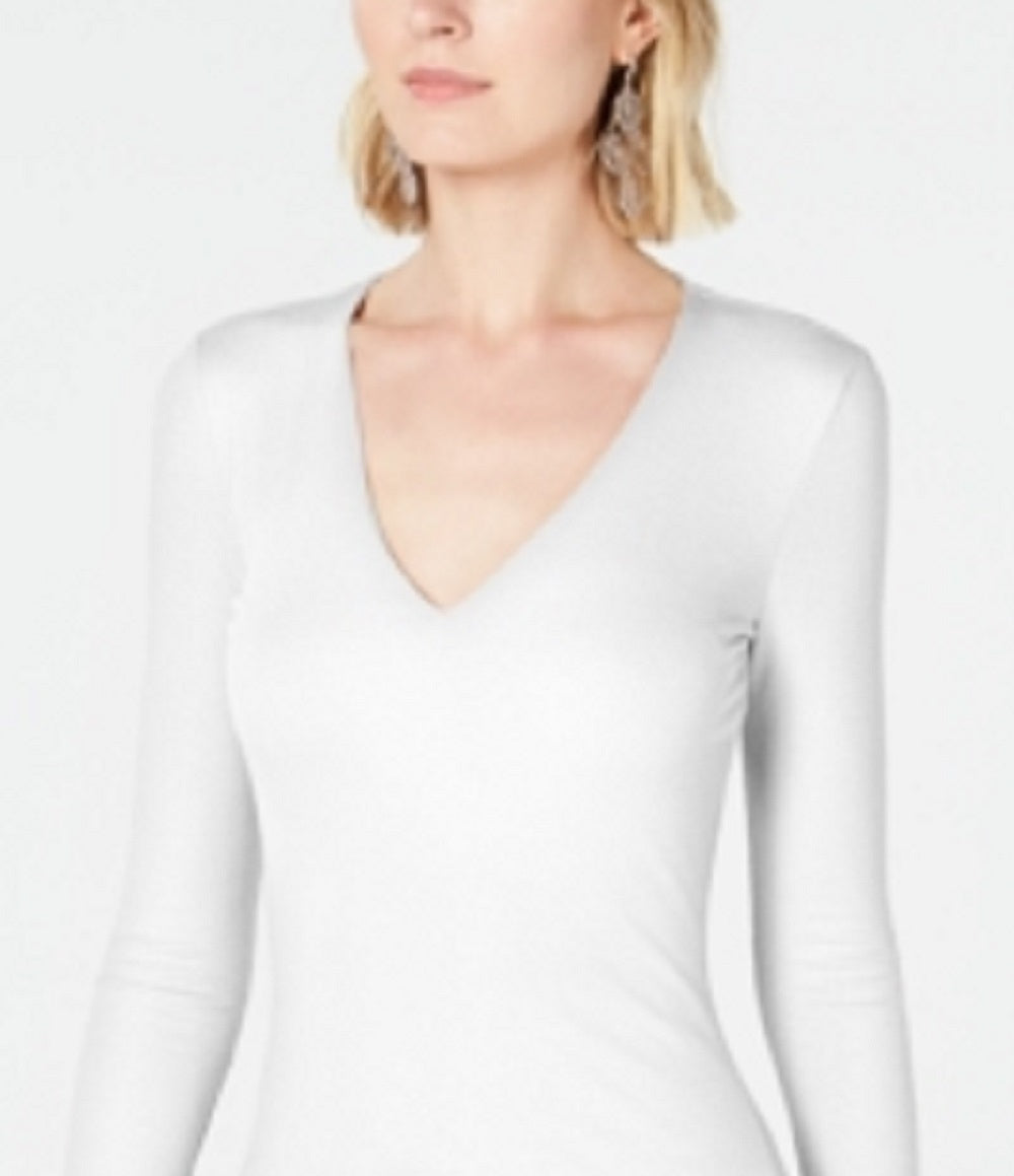 INC International Concepts Women's Ribbed Top White Size Medium