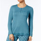 Alfani Women's Lace Trim Sleep Tunic Top Blue Size Small