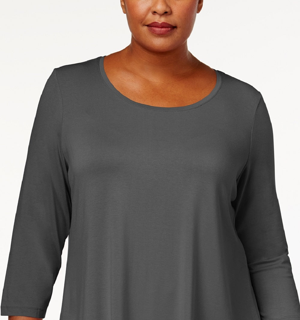 JM Collection Women's Scoopneck Top Gray Size 0X