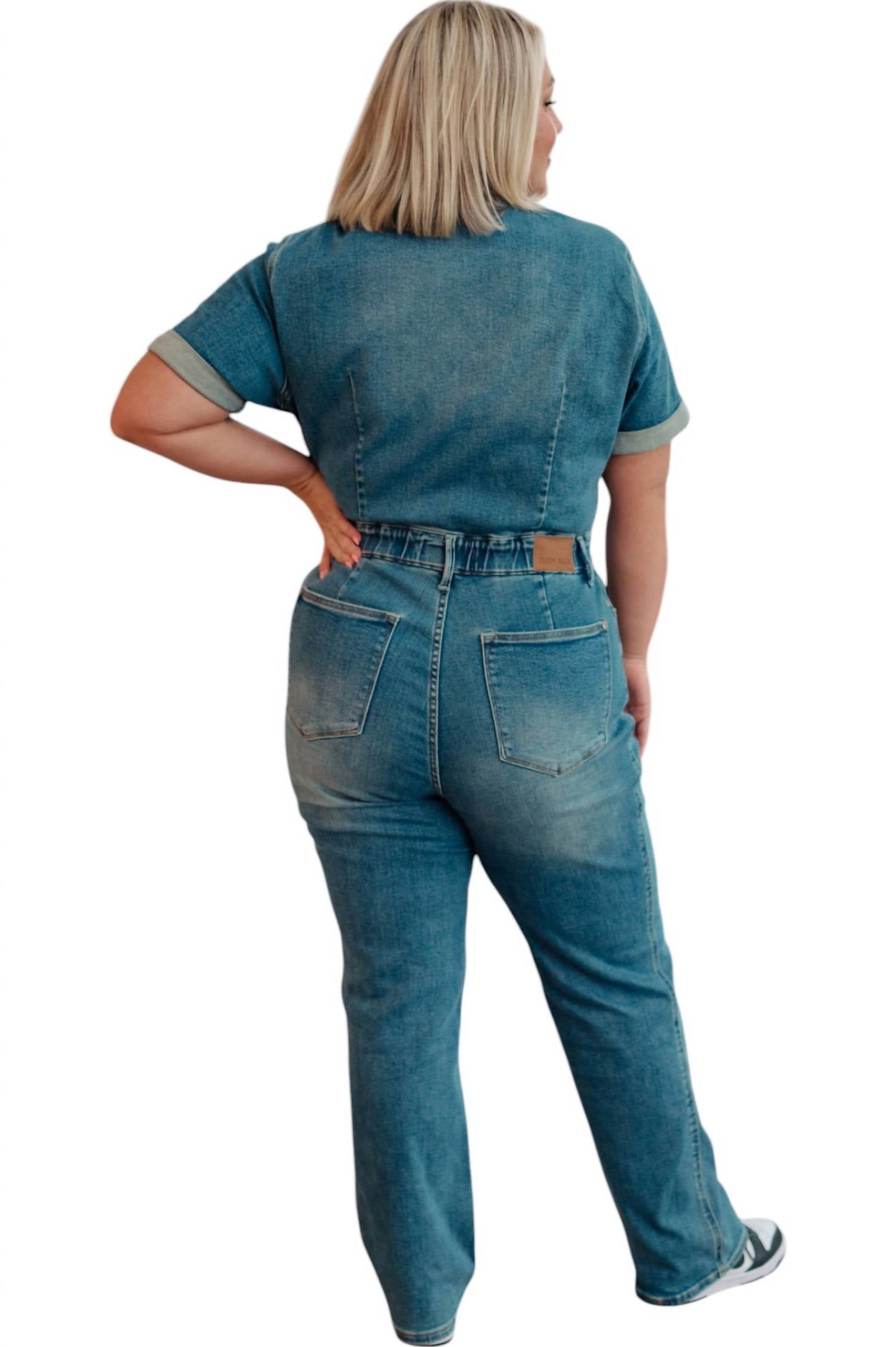 Judy Blue - Sylvia Short Sleeve Denim Jumpsuit - Plus