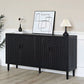 Modern Black Sideboard Cabinet with Nailhead Accents