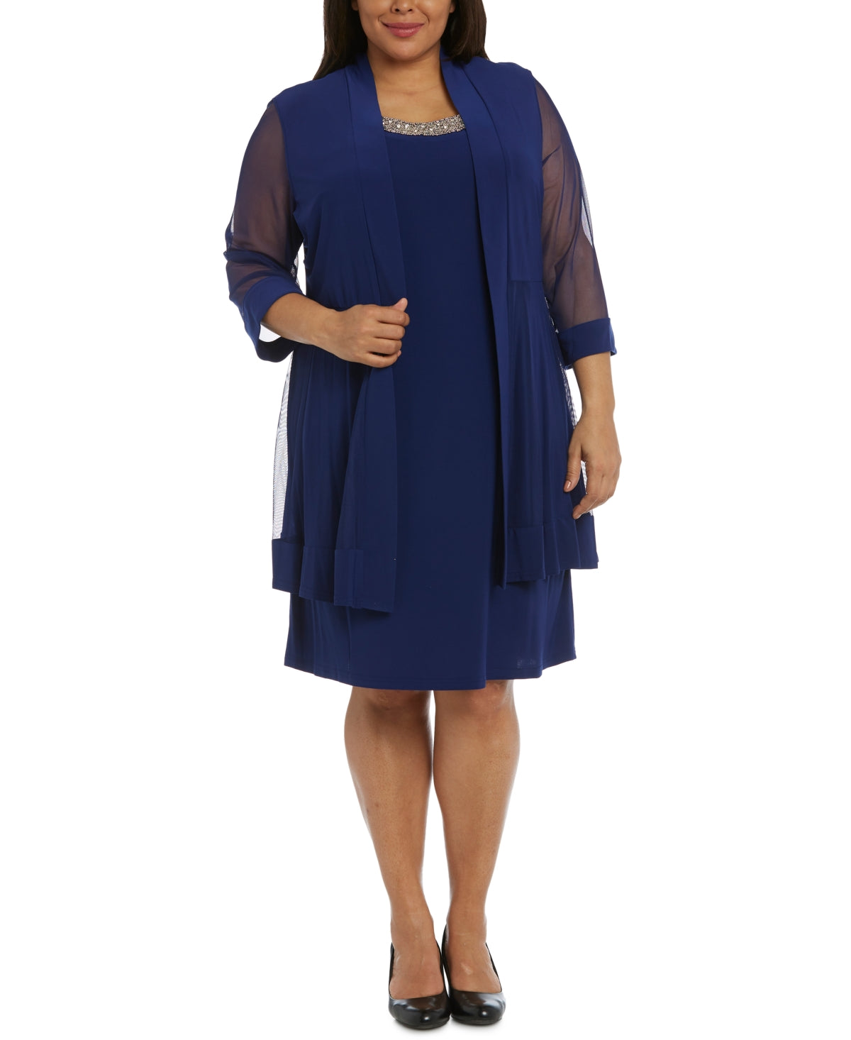 R & M Richards Women's Shift Dress and Jacket Blue Size 16W