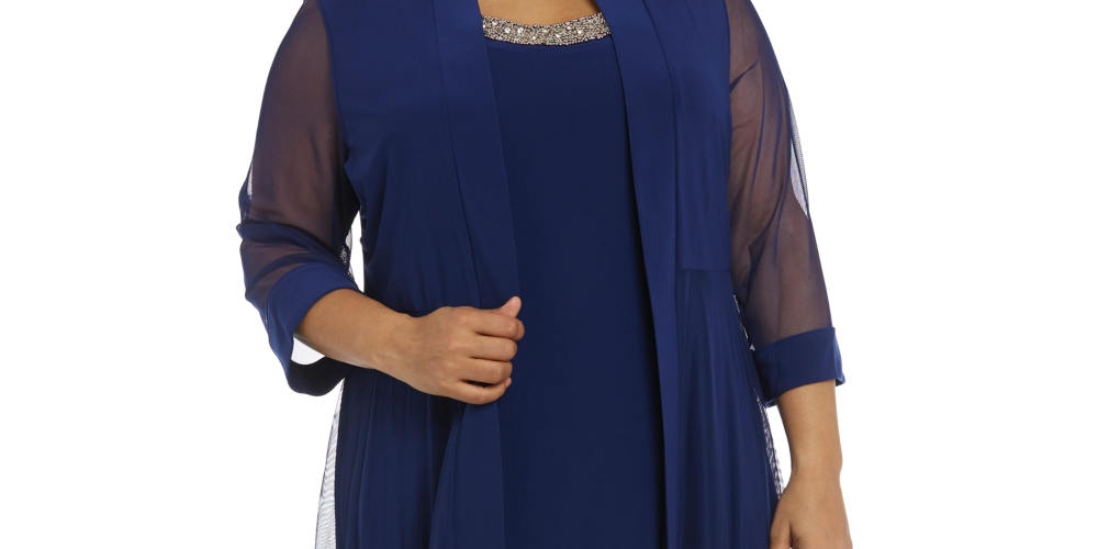 R & M Richards Women's Shift Dress and Jacket Blue Size 16W