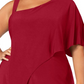 R M Richards Women's Bell Sleeve Asymmetrical Neckline Evening Wide Leg Jumpsuit Red Size 20W