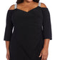 R & M Richards Women's Embellished Cold Shoulder Gown Gray Size 22W