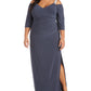R & M Richards Women's Embellished Cold Shoulder Gown Gray Size 22W