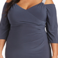 R & M Richards Women's Embellished Cold Shoulder Gown Gray Size 22W