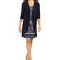 R & M Richards Women's Printed Necklace Dress & Draped Jacket Blue Size 10 Petite