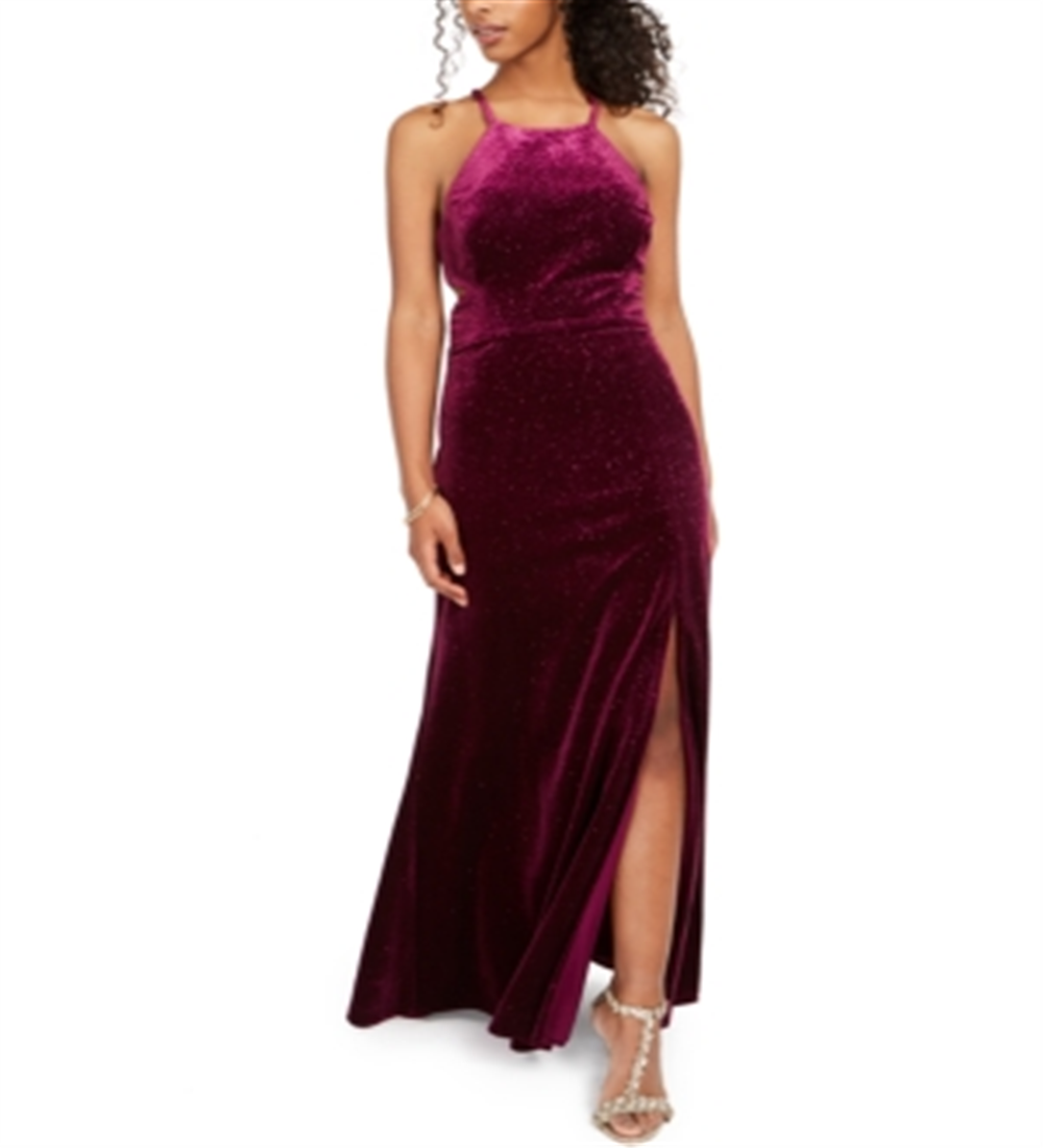 Morgan & Co. Junior's Velvet Glitter Gown Red Size 9