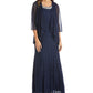 R & M Richards Women's Beaded Dress & Flyaway Jacket Blue Size 16