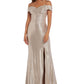 Nightway Women's Off The Shoulder Metallic Gown Brown Size 4 Petite