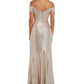 Nightway Women's Off The Shoulder Metallic Gown Brown Size 4 Petite