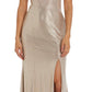 Nightway Women's Off The Shoulder Metallic Gown Brown Size 10Petite