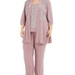 R & M Richards Women's Embellished Lace Jacket Top & Pants Pink Size 20W