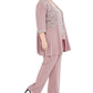 R & M Richards Women's Embellished Lace Jacket Top & Pants Pink Size 20W