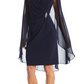 R & M Richards Women's Embellished Chiffon Cape Dress Black Size 8Petite