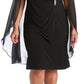 R & M Richards Women's Embellished Chiffon Cape Dress Black Size 16W