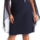 R & M Richards Women's Embellished Chiffon Cape Dress Blue Size 16W