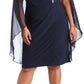 R & M Richards Women's Embellished Chiffon Cape Dress Blue Size 20W