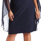 R & M Richards Women's Embellished Chiffon Cape Dress Blue Size 20W