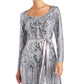 R & M Richards Women's Embellished Godet Gown Gray Size 16