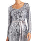 R & M Richards Women's Embellished Godet Gown Gray Size 12 Petite