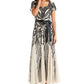 R & M Richards Women's Sequined Belted Dress Brown Size 10