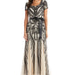 R & M Richards Women's Sequined Belted Dress Brown Size 14