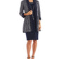 R & M Richards Women's 2 Pc Jacket & Necklace Dress Set Blue Size 16