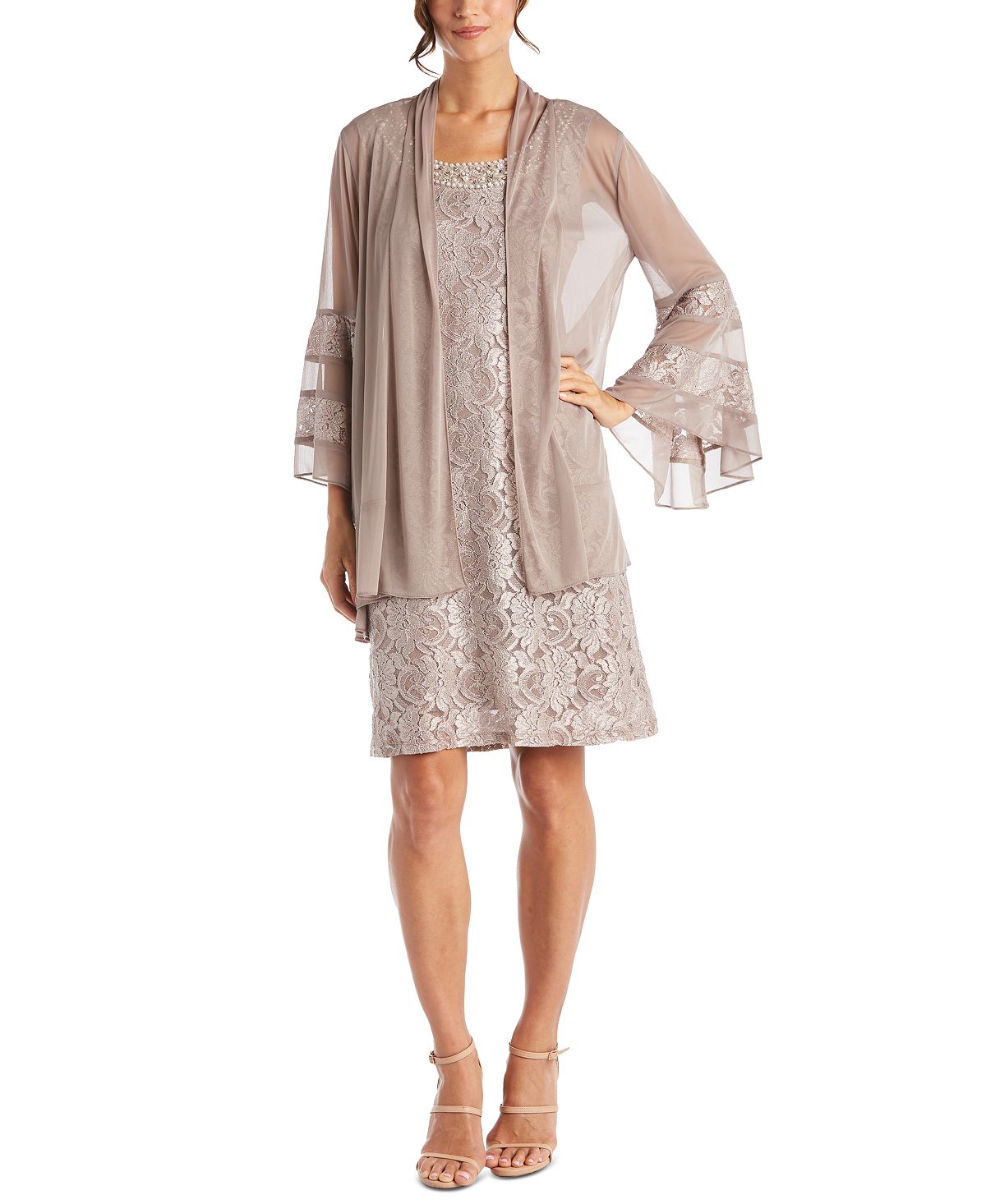 R & M Richards Women's 2 Pc. Lace Dress & Jacket Blue Size 16