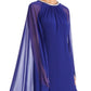 R & M Richards Women's Embellished Cape Dress Blue Size 14