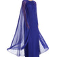 R & M Richards Women's Embellished Cape Dress Blue Size 14