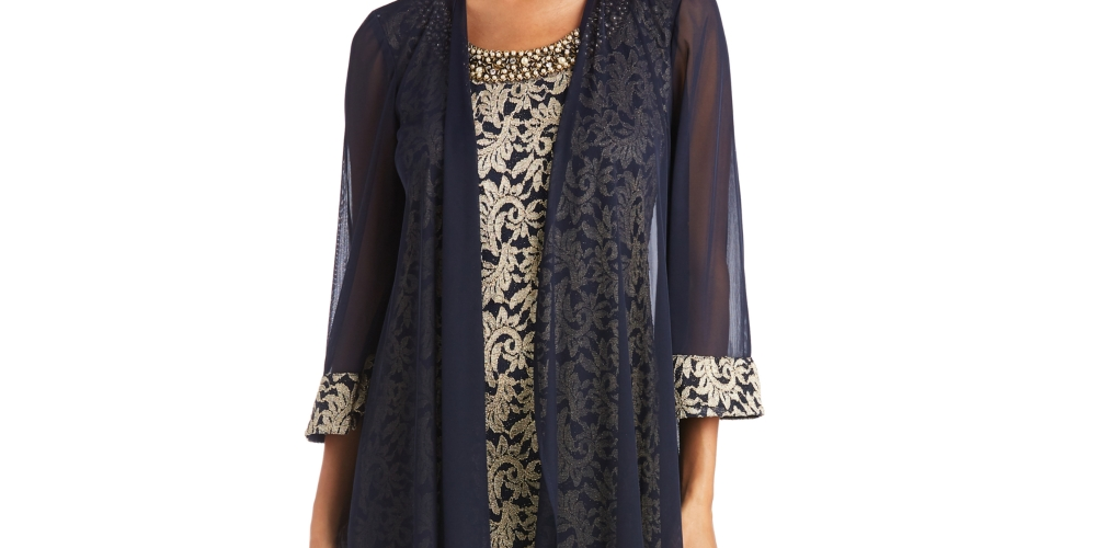 R & M Richards Women's Lace Dress & Jacket Blue Size 10