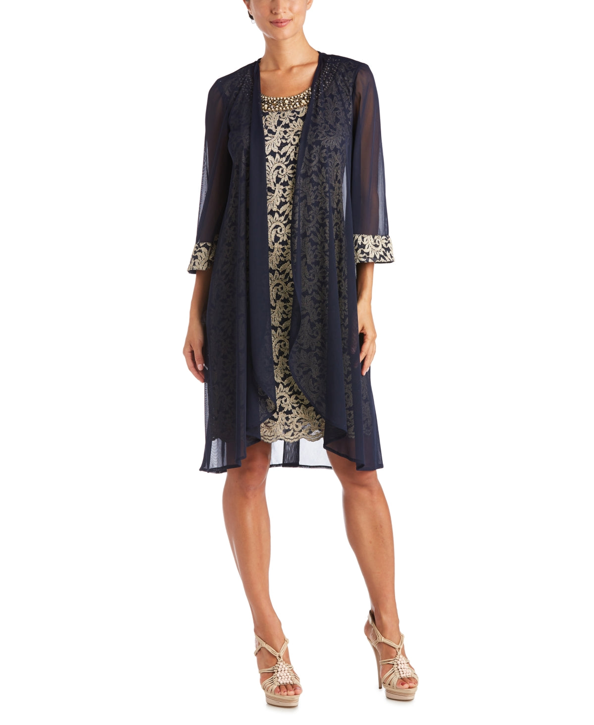 R & M Richards Women's Lace Dress & Jacket Blue Size 12