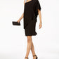 R & M Richards Women's One Shoulder Rhinestone Embellished Dress Black Size 16