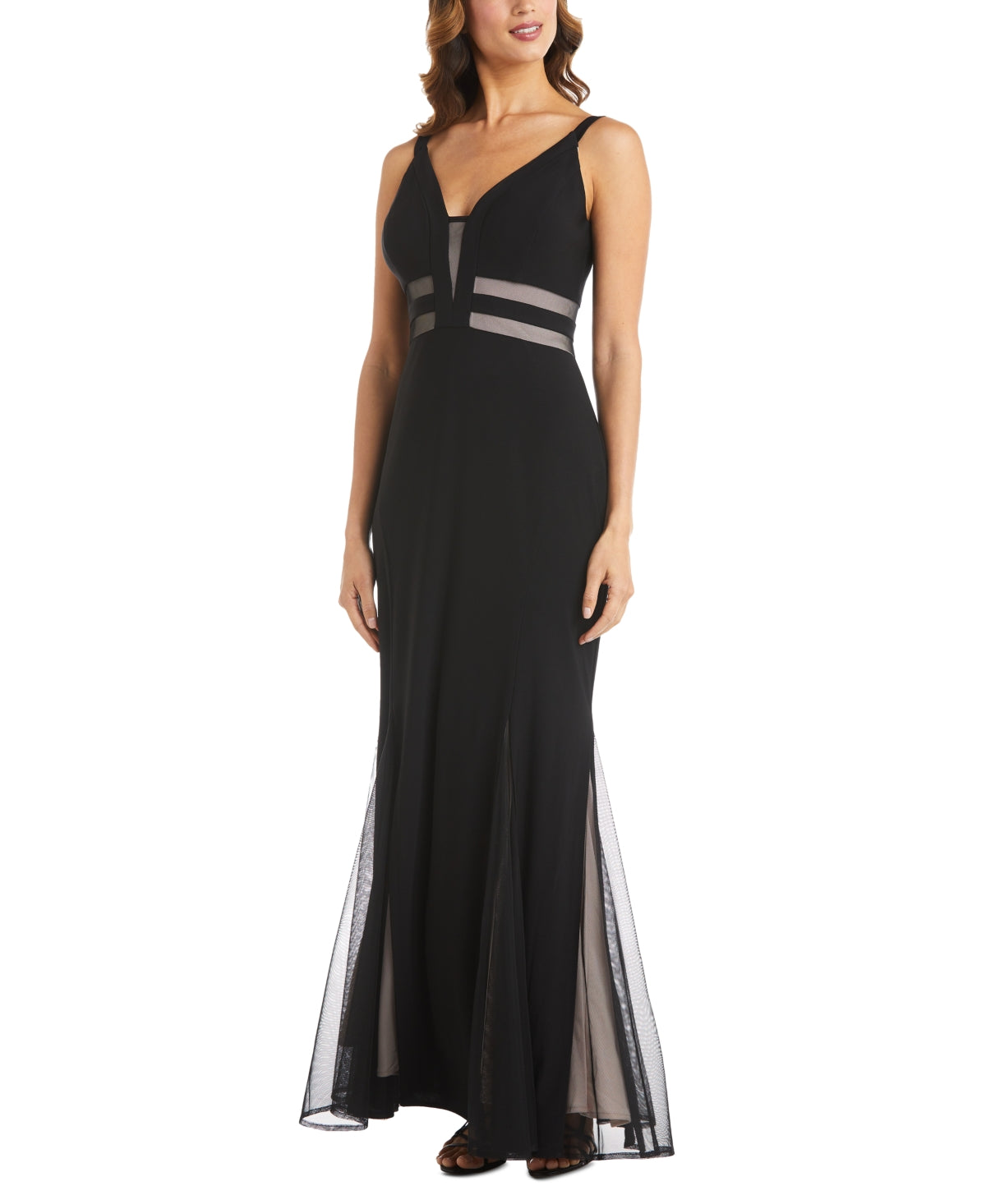 Morgan & Co. Women's Mesh Inset Mermaid Gown Black Size 6