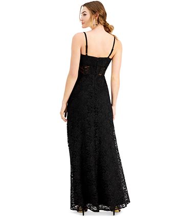 Morgan & Co. Women's Corset Lace Sleeveless Gown Black Size 5