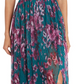 Nightway Women's Floral Print Pleated Gown Blue Size 4